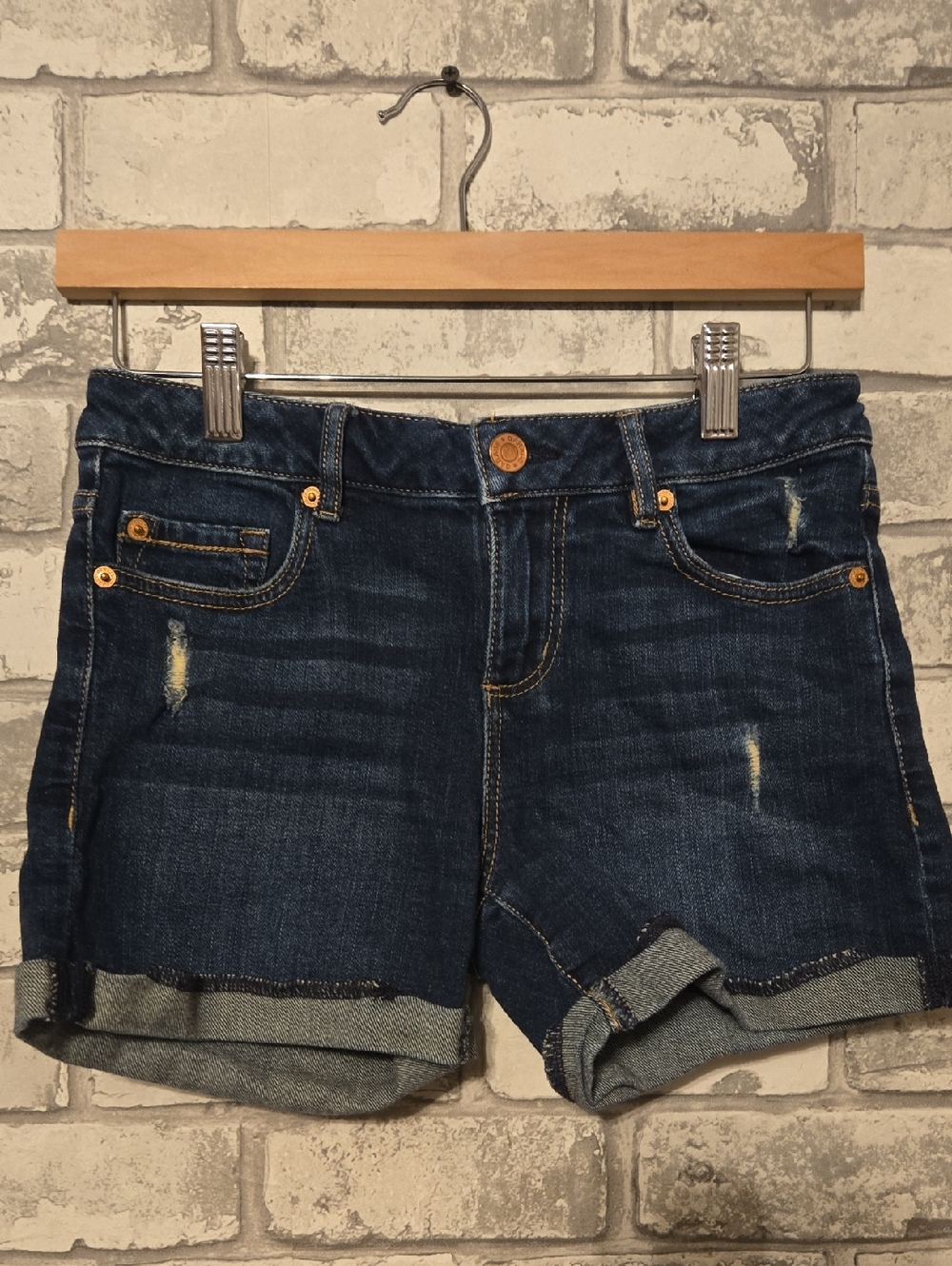 Garage Dark Blue Rolled Hem Denim Shorts